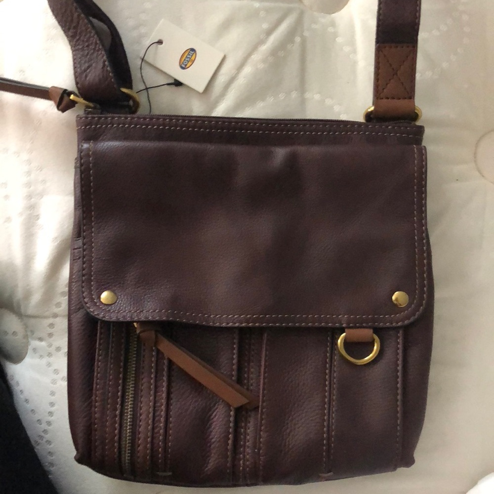 Fossil Morgan Traveler Bag Purse Espresso NWT